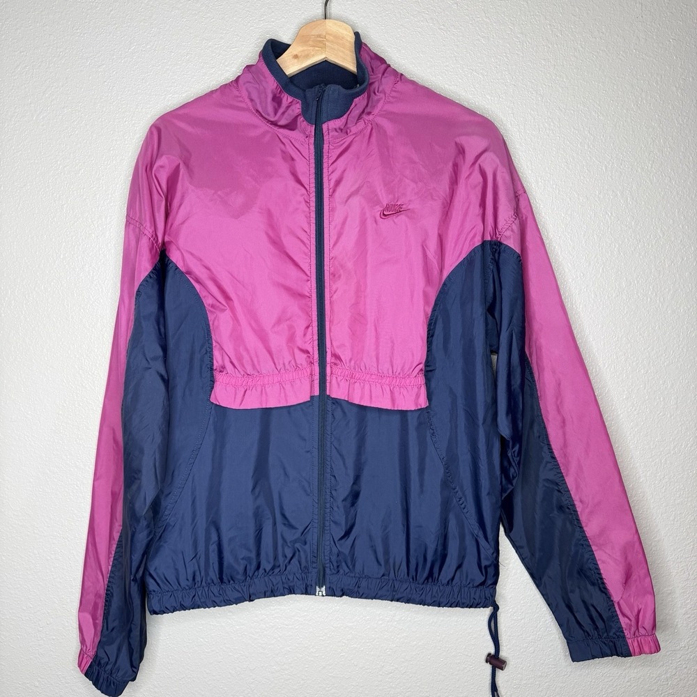 VTG Nike Colorblock Windbreaker Jacket Pink Navy Mesh Lined Y2K Retro Mens M